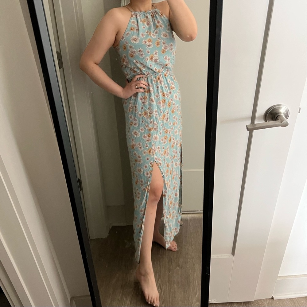 forever 21 halter daisy side slit maxi dress Sep sale